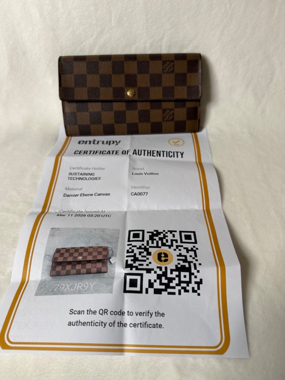 Louis Vuitton Damier Ebene Sarah Long Wallet - Picture 9 of 10
